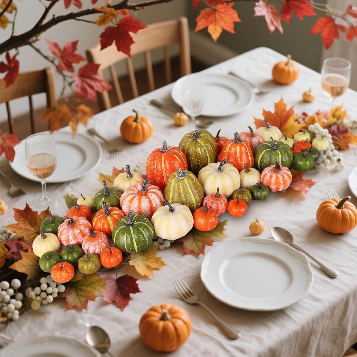 winemana 46 Pcs Artificial Pumpkins for Decorating Fall Decorations - imagen de detalle 4