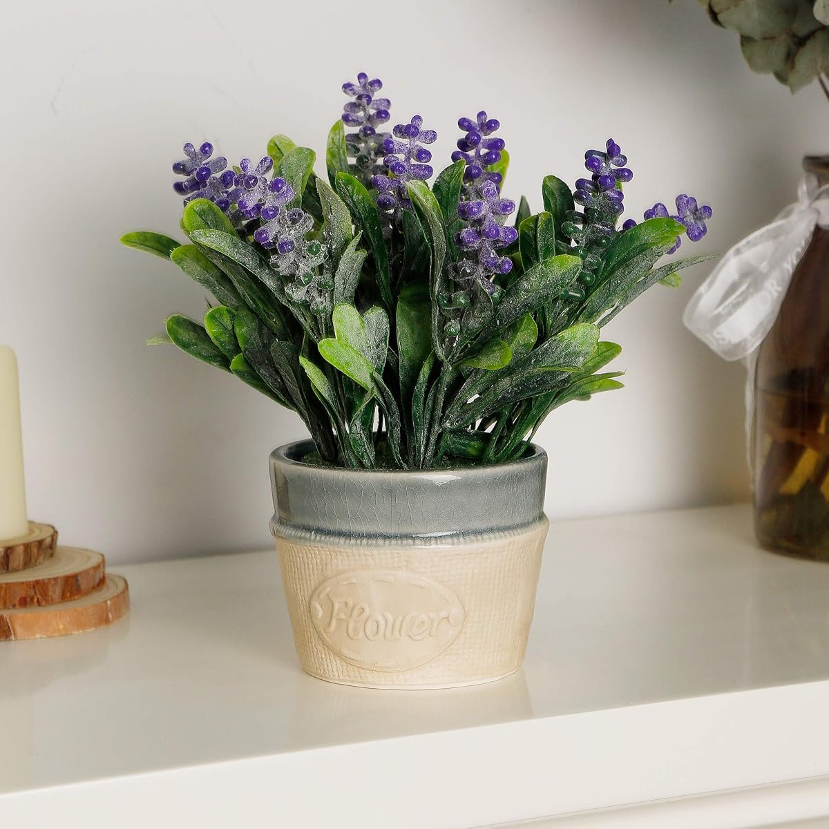 winemana Artificial Lavender Potted Plants, 9 X 8 X 3.8 in, Faux Flower Modern Farmhouse Decor, Country Decor, Plump Particles, Durable for Lawn Home Office Indoor Outdoor - 细节图 6