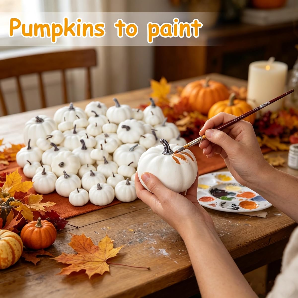 winemana 46 Pcs Artificial White Pumpkins Fall Decorations - imagem de detalhe 4