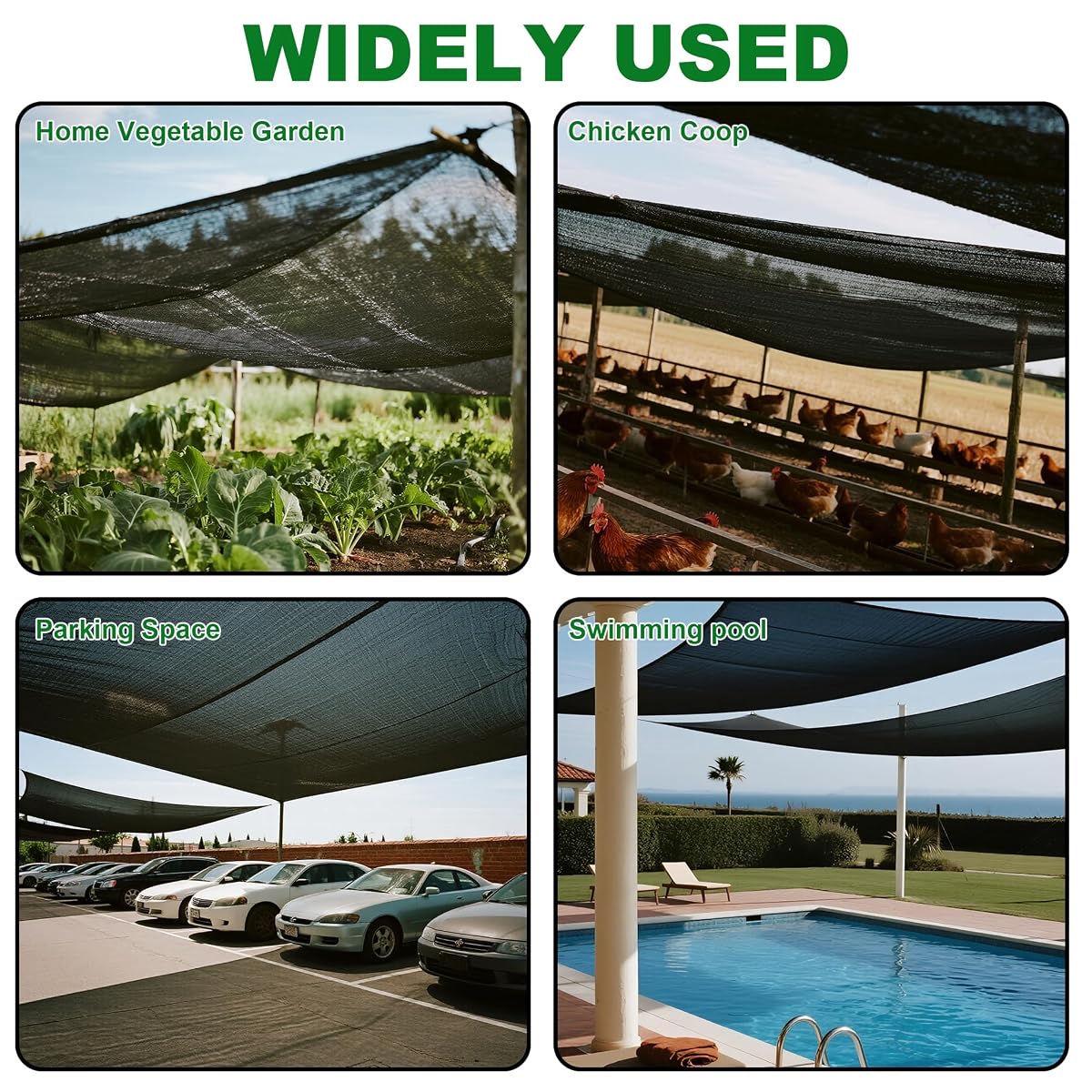 winemana 120x6 FT Outdoor Shade Cloth for Garden & Plants - 90% Large Black Mesh Tarp, UV Resistant Woven Shade Fabric for Greenhouse Farm Row Cover Vegetables Sun Protection Poultry Run - imagen de detalle 3
