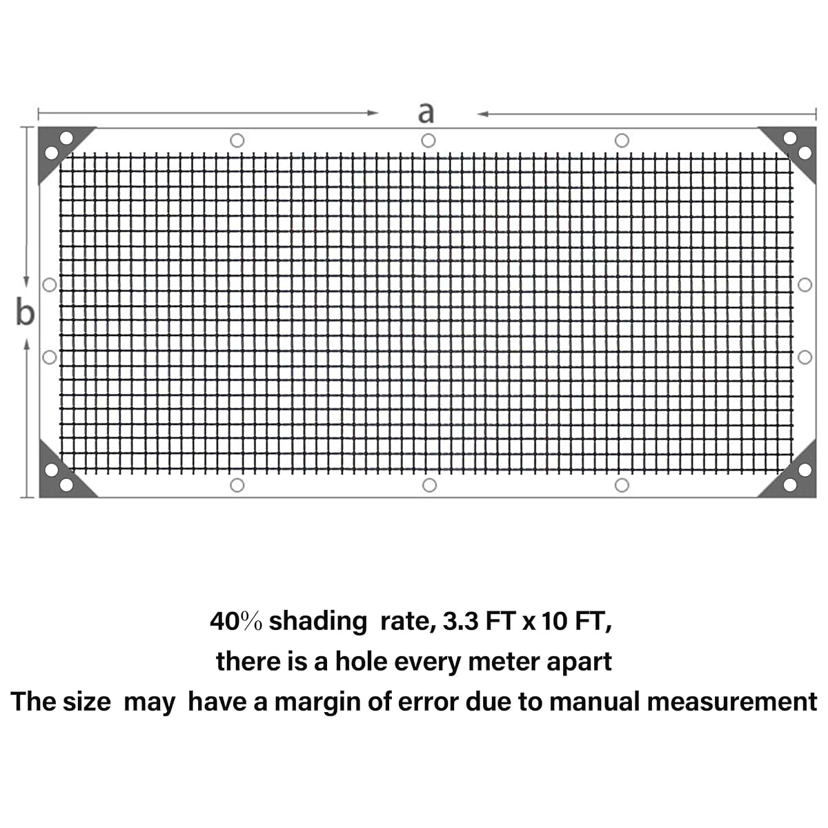 winemana 40% Black Shade Cloth, 3.3 x 10 FT Garden Mesh Tarp for Plants Heat Protection with Grommets, Sunshade Plant Cover for Greenhouse, Barns Kennel, Outdoor Netting Screens for Patio & Porch - imagem de detalhe 2