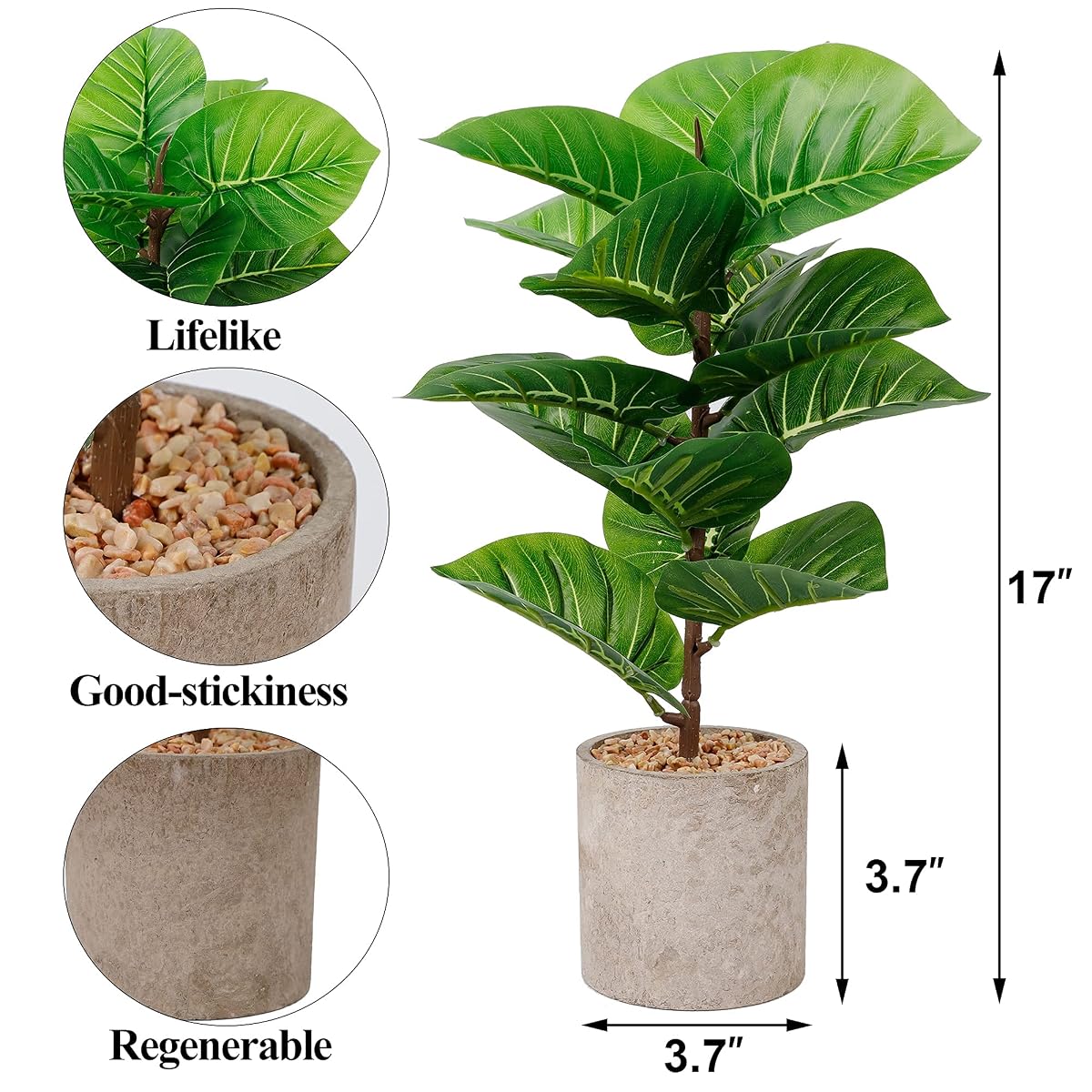 winemana Artificial Palm Plants 17" Large Faux Turtle Leaf in Pots, Fake Tropical Monstera Imitation Greenery for Home Kitchen Party Flowers Arrangement Indoor Decorations - imagem de detalhe 2