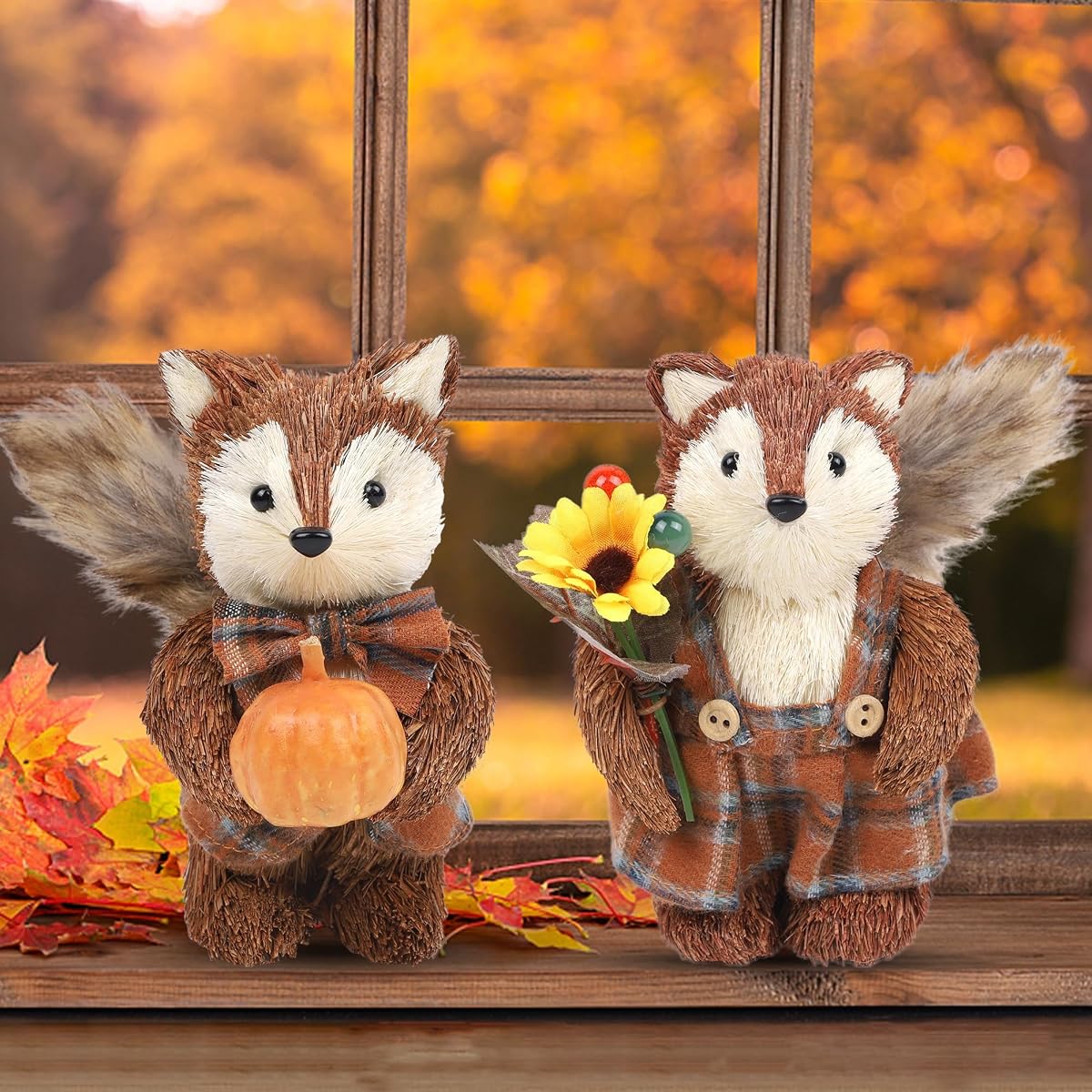 winemana 2 Pack Fox Fall Decorations for Home, Thanksgiving Table Decor - imagen de detalle 6
