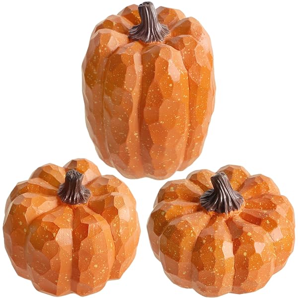 winemana Pumpkins Fall Decor Set of 3, Orange