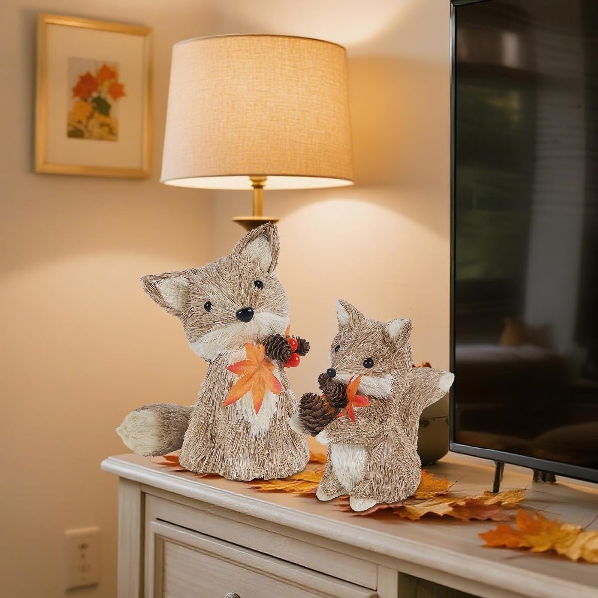 winemana Fall Decor Set of 2 Sisal Fox, Thanksgiving Decorations for Home - imagen de detalle 4