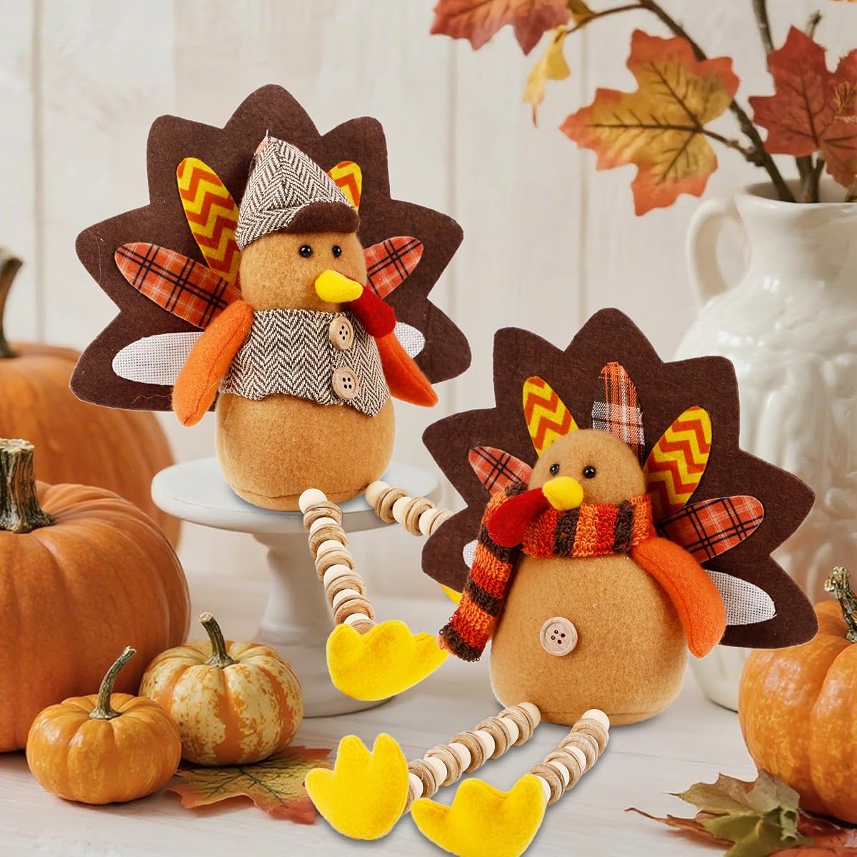 winemana 2 Pack Thanksgiving Decorations Stuffed Turkeys - imagen de detalle 1