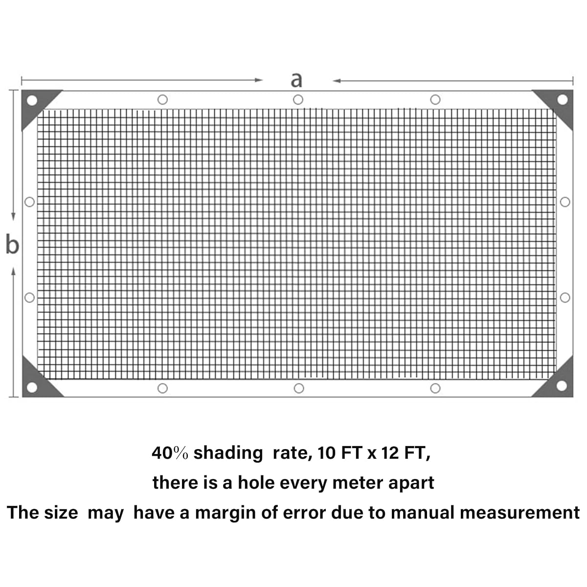 winemana 40% Black Shade Cloth, 10 x 12 FT Durable Mesh Tarp with Grommets, Resistant Garden Sun Shade Netting, Shading Antifreezing for Pergola, Greenhouse, Plants Growing, Chicken Coop - imagem de detalhe 2