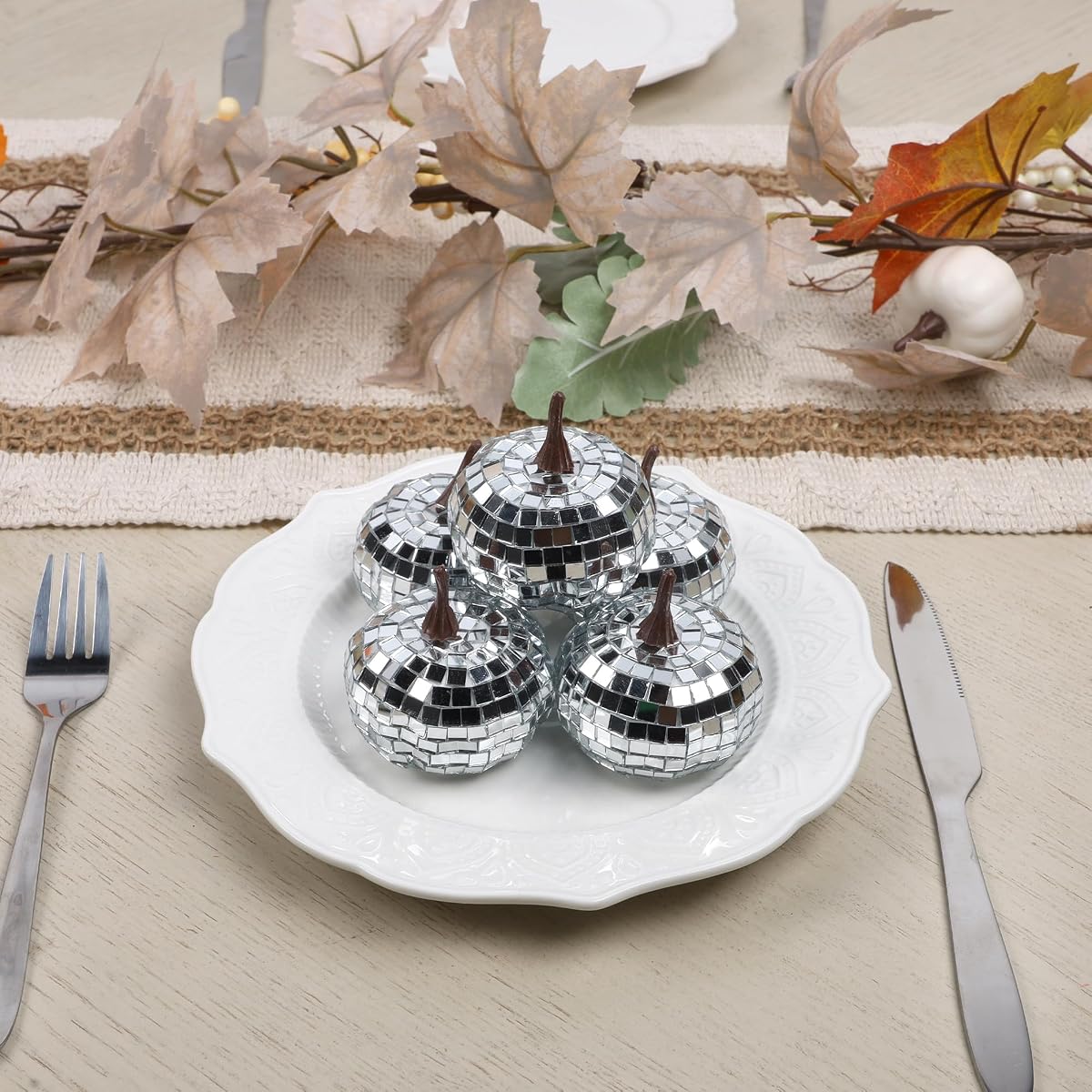 winemana 12 Pack Silver Pumpkin Fall Decor - imagen de detalle 5