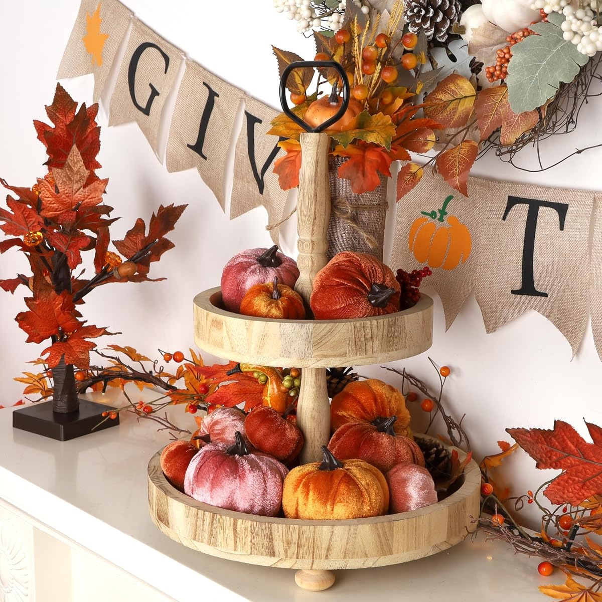 winemana 12 Pack Velvet Pumpkins Fall Decor, Fabric Foam Pumpkin for Decorating, Thanksgiving Table Decorations Fake Pumpkins for Mantel, Wedding Dining Table Centerpieces (Rust Orange) - imagem de detalhe 6