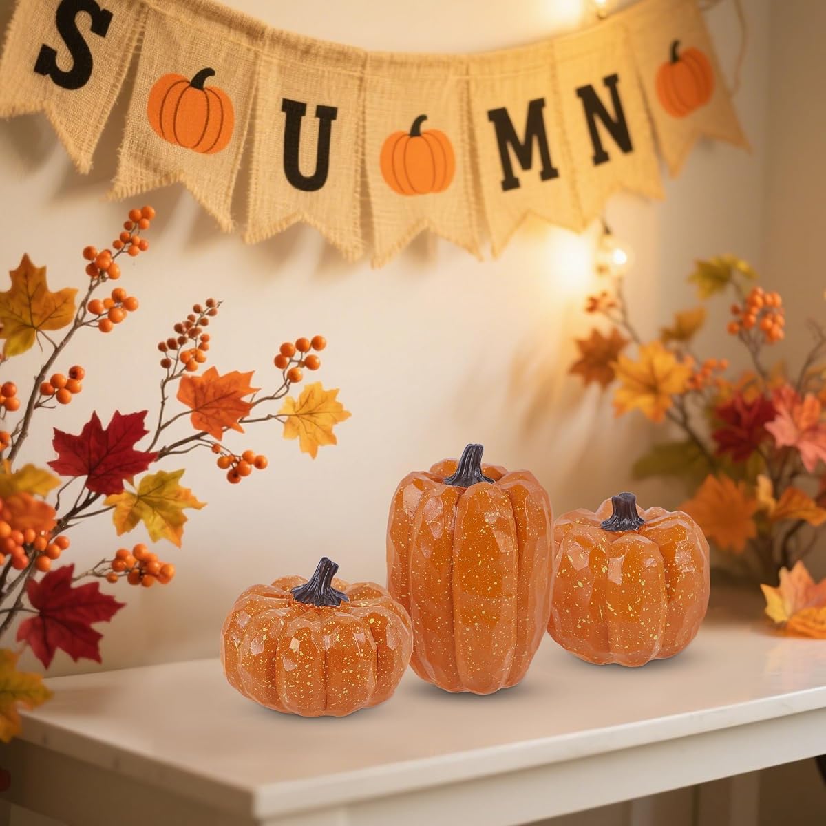 winemana Pumpkins Fall Decor Set of 3, Orange - detail image 1