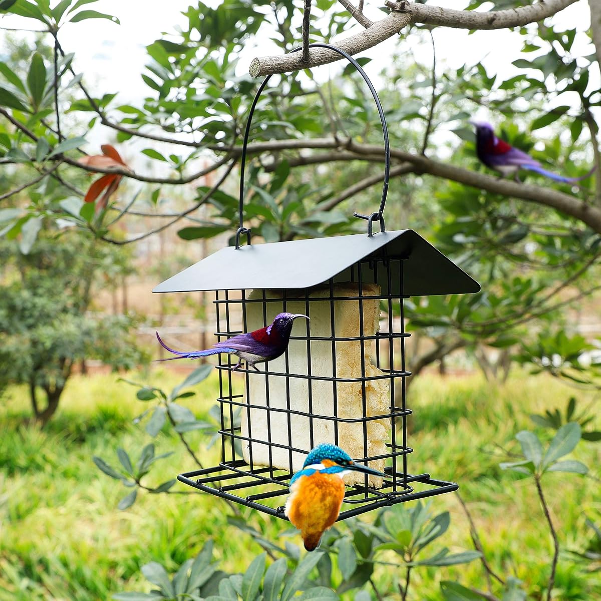 winemana Suet Feeder for Outside Hanging, Metal Suet Cake Holder Squirrel Proof, Weatherproof Bird Feeders for Wild Birds Woodpecker, Single Suet Cage for Outdoor Garden - imagem de detalhe 4
