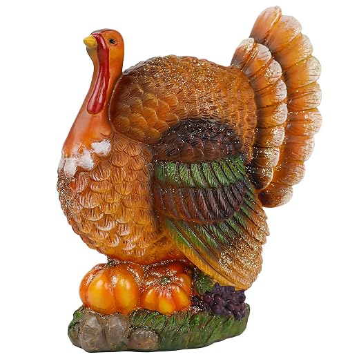 winemana Thanksgiving Resin Turkey Table Decorations, 9.5" Tall