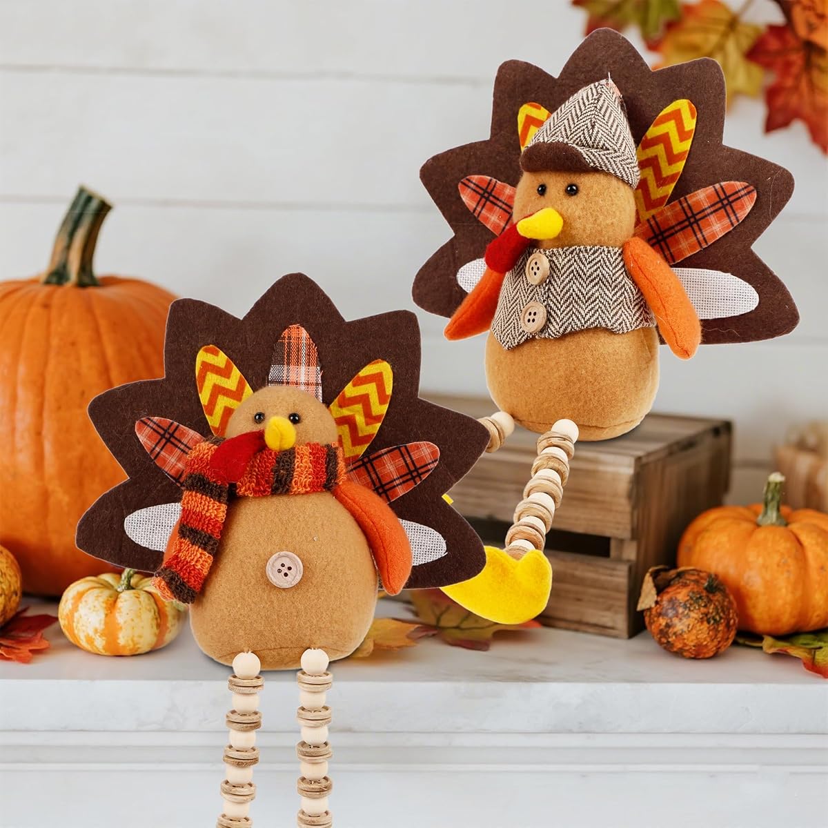 winemana 2 Pack Thanksgiving Decorations Stuffed Turkeys - imagen de detalle 5