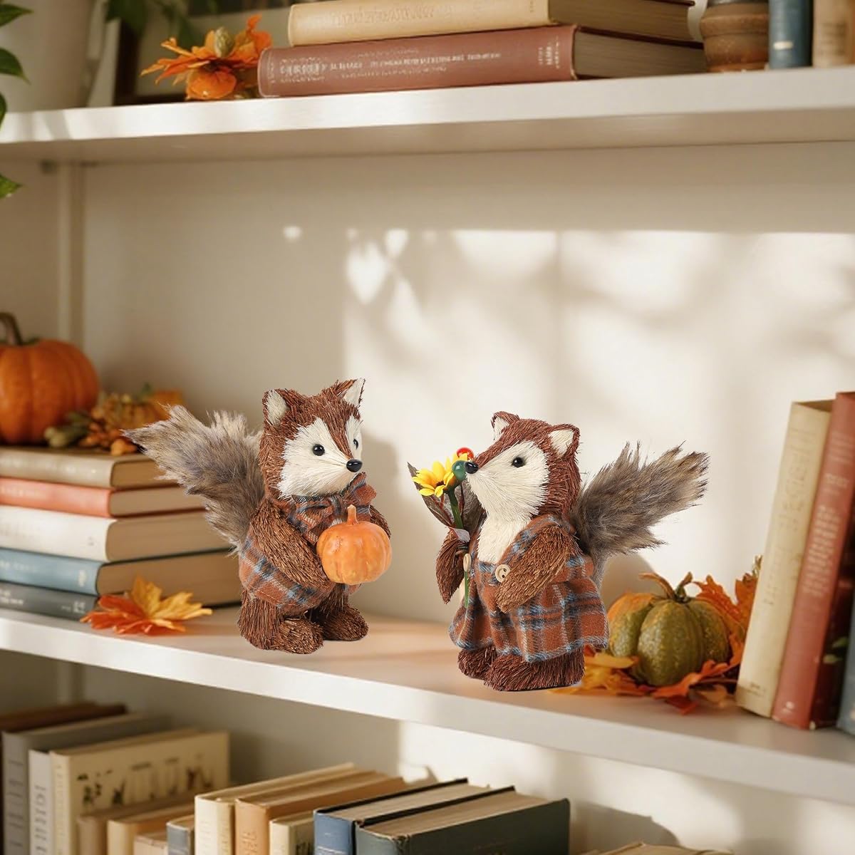 winemana 2 Pack Fox Fall Decorations for Home, Thanksgiving Table Decor - imagen de detalle 3