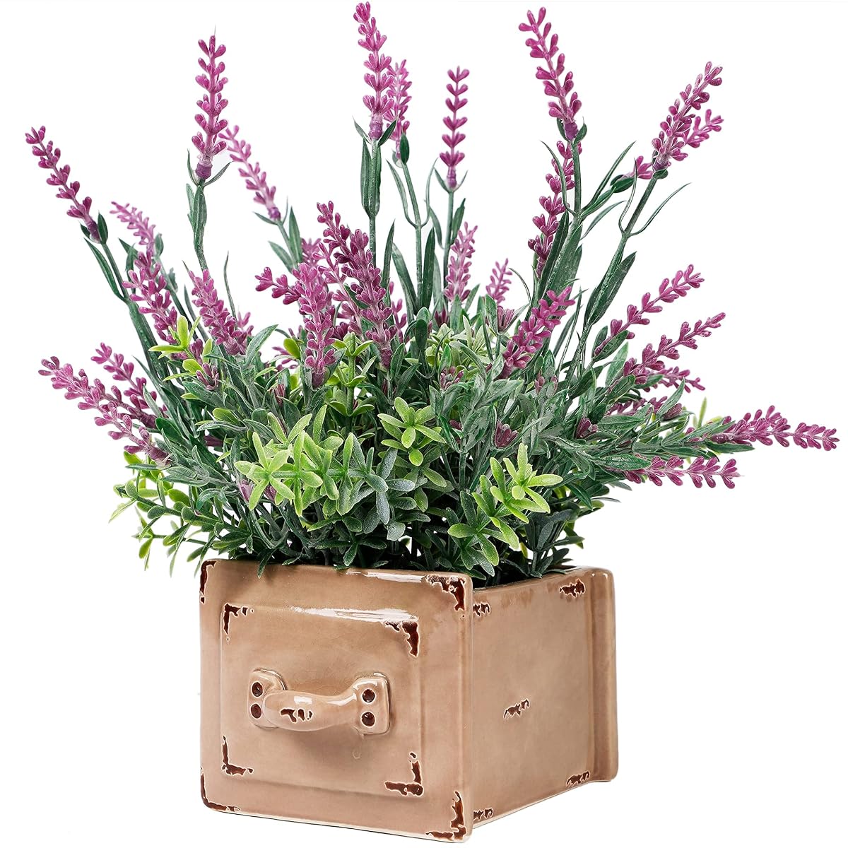 winemana Artificial Lavender Plant in Pot, 10" x 4" x 4" Purple Faux Silk Floral Arrangements for Kitchen Office Weddings Rustic Home Décor Indoor Outdoor Centerpieces (Light Pink) - 细节图 1