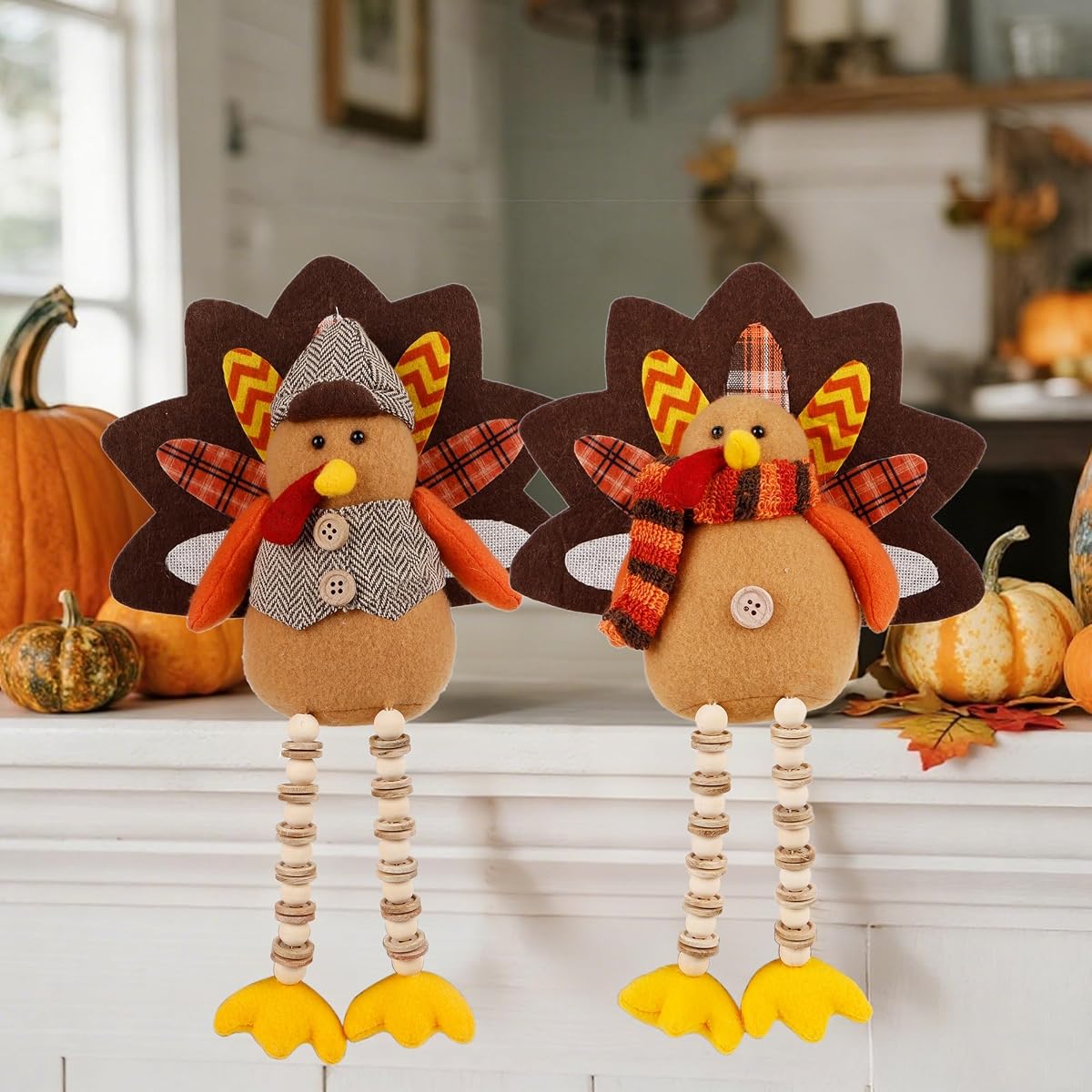 winemana 2 Pack Thanksgiving Decorations Stuffed Turkeys - imagen de detalle 3