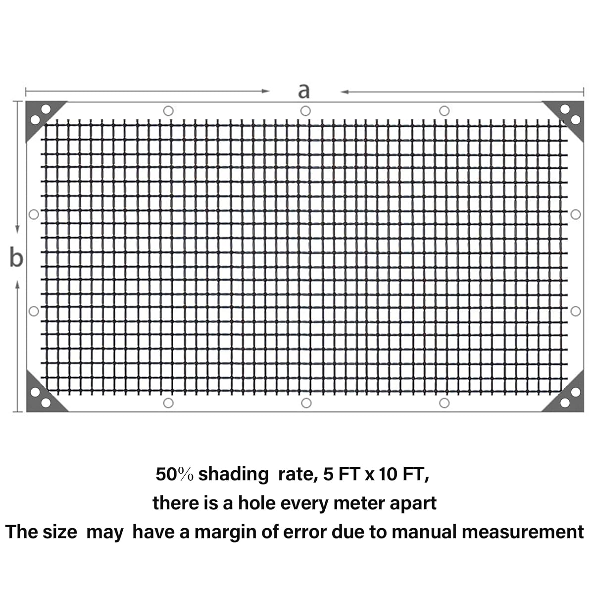 winemana Black Shade Cloth 50%, 5x10 FT Mesh Tarp - Garden Shade for Greenhouse, Patio, Vegetables, Plants Cover and Chicken Coops, Sun Shade Net for Outdoor Protection with Reinforced Grommets - imagem de detalhe 2