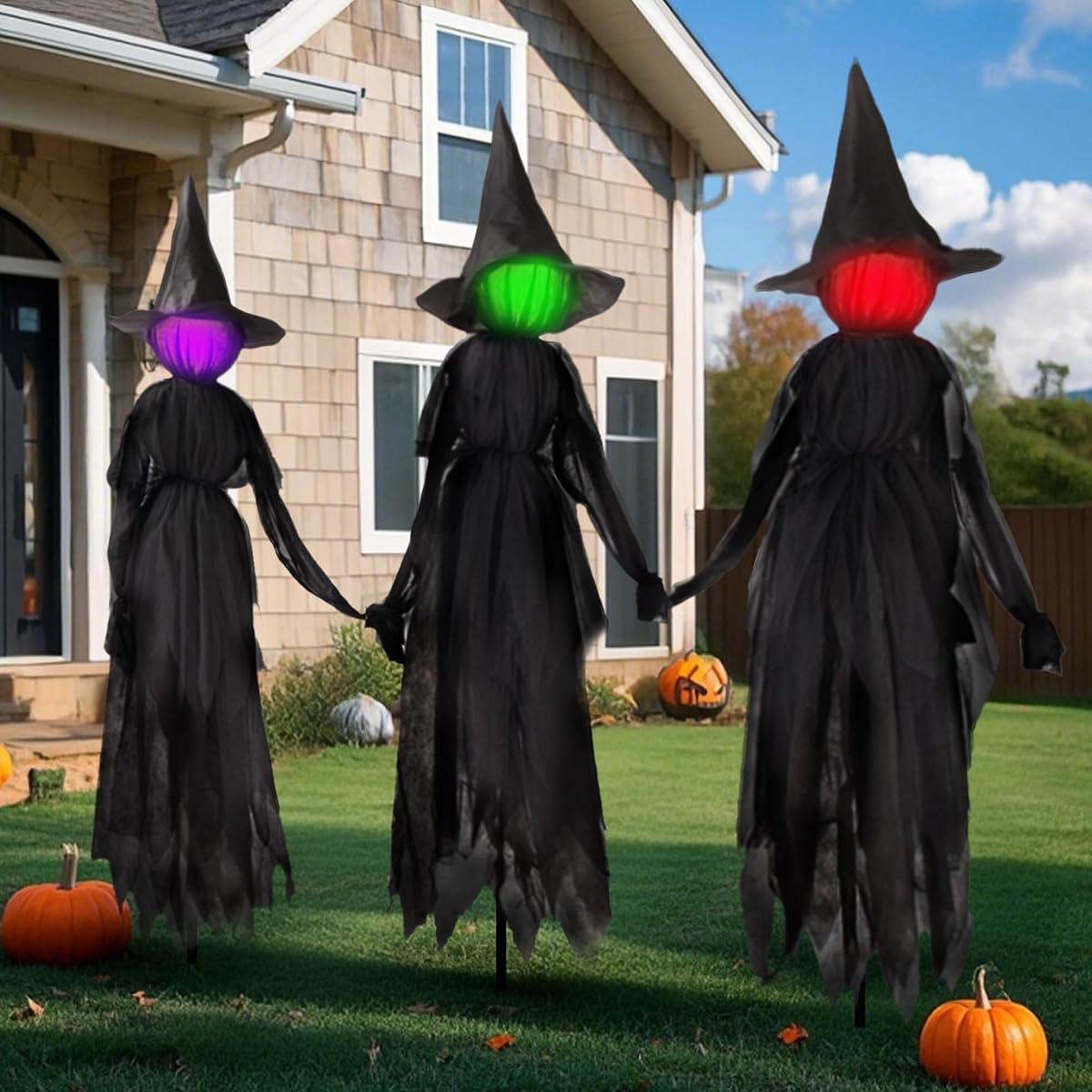 winemana 3 Pack Halloween Witches Outdoor Decorations, 6FT - imagen de detalle 2