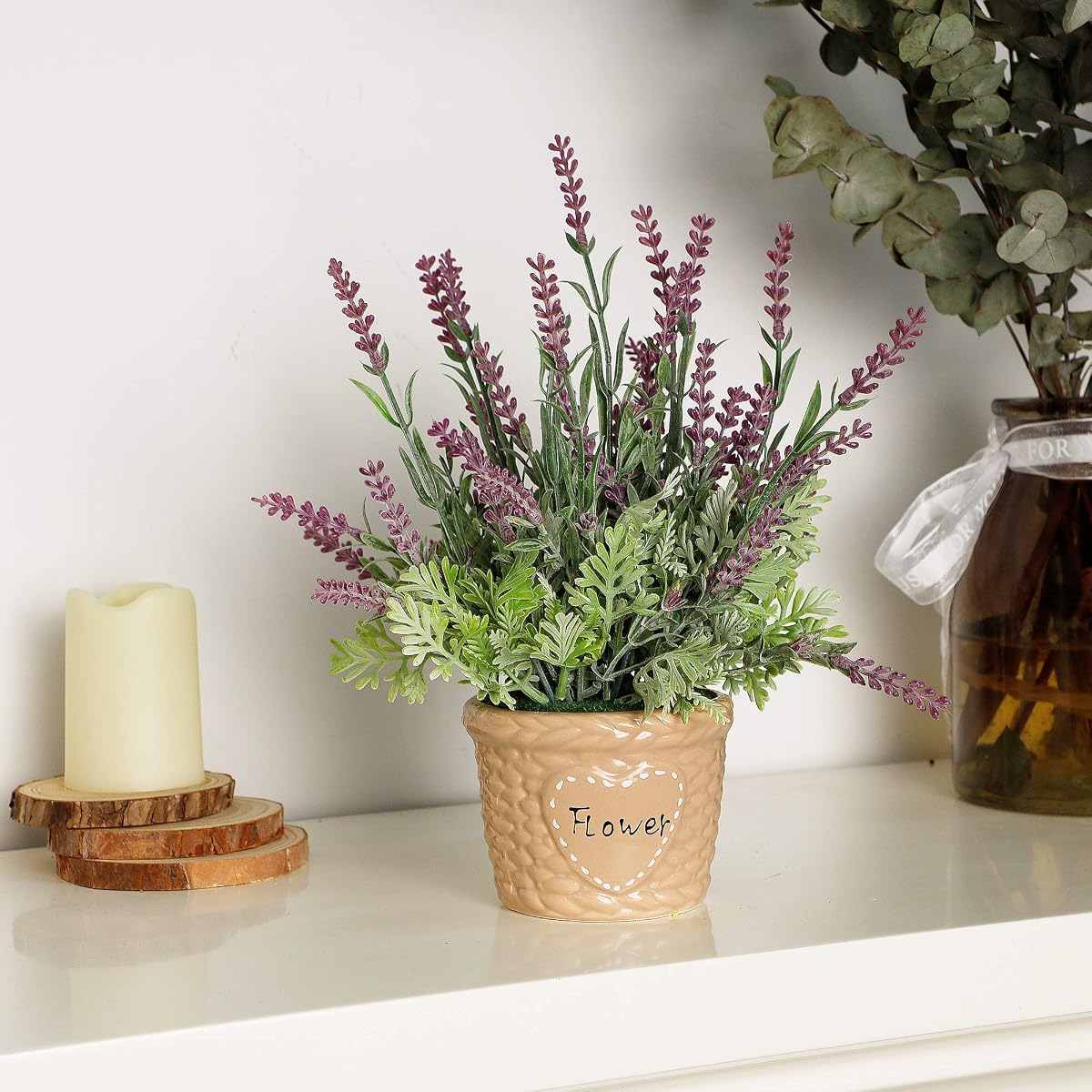 winemana Artificial Lavender Potted Plants, 12 X 3 X 3 in, Faux Flower Modern Farmhouse Decor, Country Decor, Durable for Home, Bathroom, Coffe Table, Lavender Room, Indoor Outdoor - imagem de detalhe 4