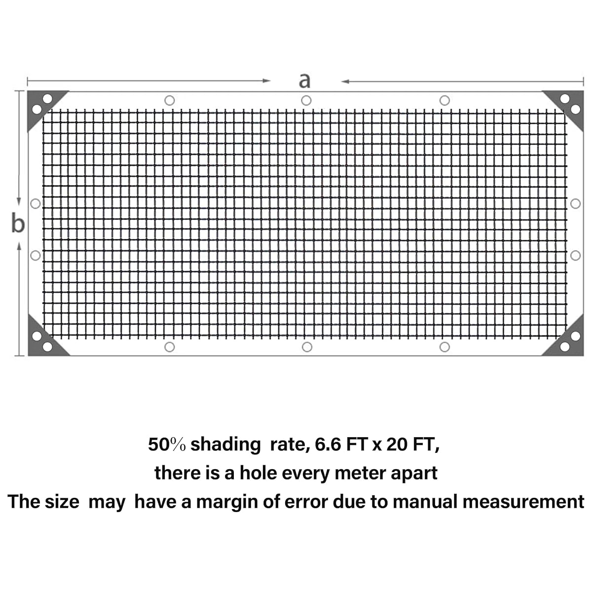 winemana Black Shade Cloth 50%, 6.6x20 FT Mesh Tarp - Garden Shade for Greenhouse, Patio, Vegetables, Plants Cover and Chicken Coops, Sun Shade Net for Outdoor Protection with Reinforced Grommets - imagem de detalhe 2