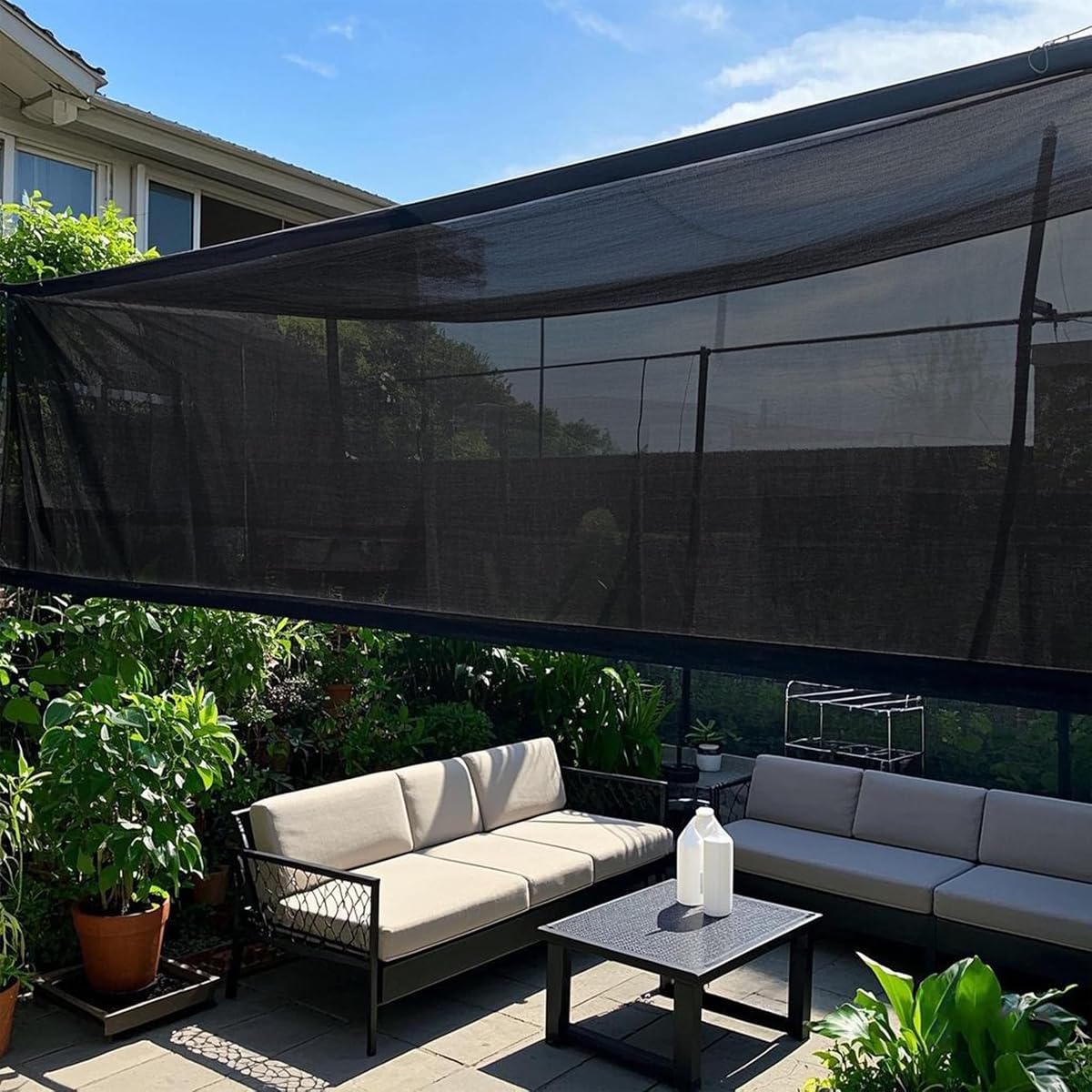 winemana Black Shade Cloth 90%, 5x20 FT Mesh Tarp - Garden Shade for Greenhouse, Patio, Vegetables, Plants Cover and Chicken Coops, Sun Shade Net for Outdoor Protection with Reinforced Grommets - imagem de detalhe 5