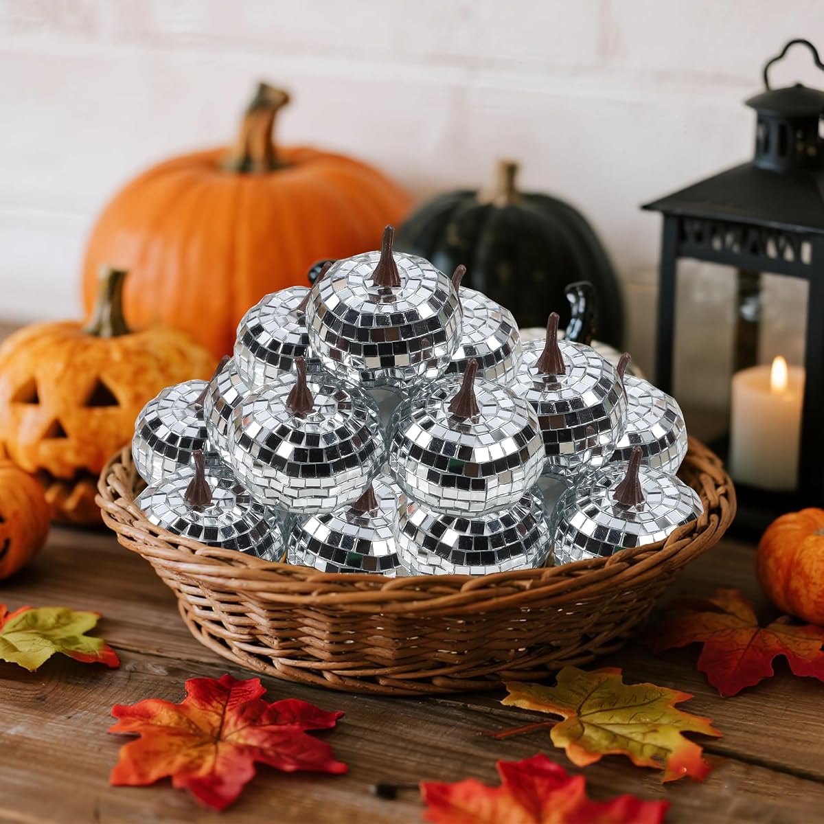 winemana 12 Pack Silver Pumpkin Fall Decor - imagen de detalle 1