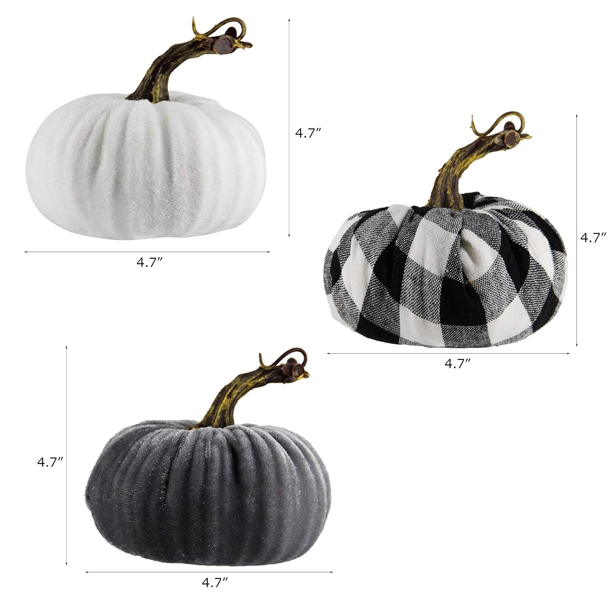 winemana 6 Pcs Thanksgiving Decorations Artificial Pumpkins, Foam Lint Pumpkins 3 Colors Fall Friendsgiving Decor for Home Kitchen Table Party Indoor Outdoor Harvest Day - 细节图 2