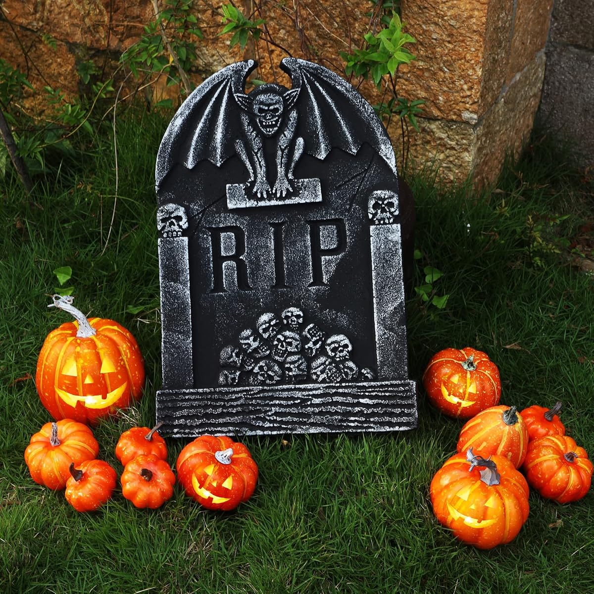 winemana 12 Pcs Orange Pumpkins Halloween Decor Indoor Artificial Pumpkins Fall Decor, Thanksgiving Decorations Harvest Autumn Decor, Fall Decorations for Home Kitchen Table Mantle Wedding Party - 细节图 5