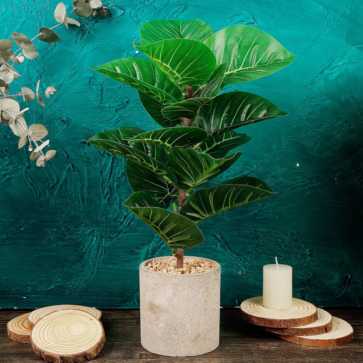 winemana Artificial Palm Plants 17" Large Faux Turtle Leaf in Pots, Fake Tropical Monstera Imitation Greenery for Home Kitchen Party Flowers Arrangement Indoor Decorations - imagem de detalhe 5