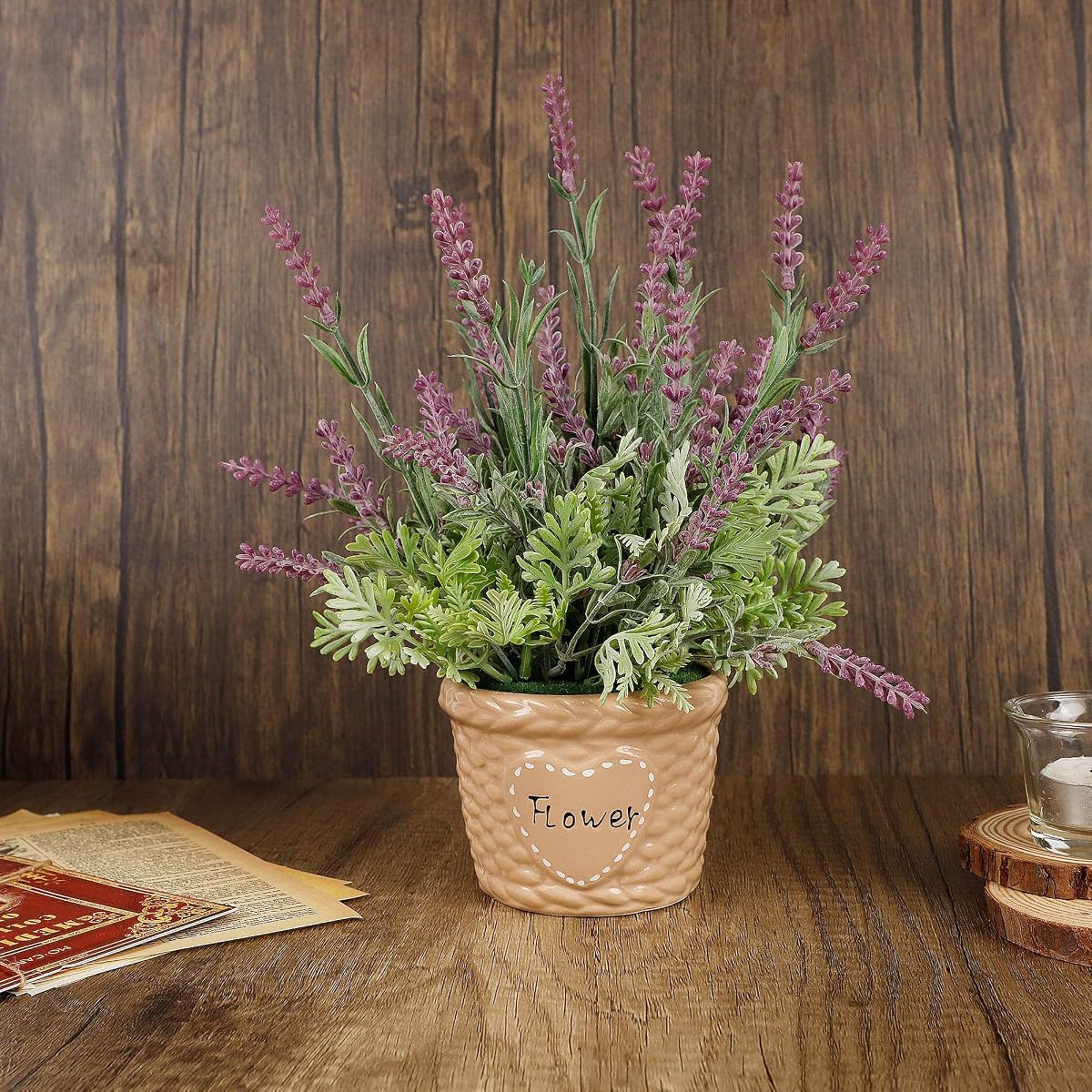winemana Artificial Lavender Potted Plants, 12 X 3 X 3 in, Faux Flower Modern Farmhouse Decor, Country Decor, Durable for Home, Bathroom, Coffe Table, Lavender Room, Indoor Outdoor - imagem de detalhe 6