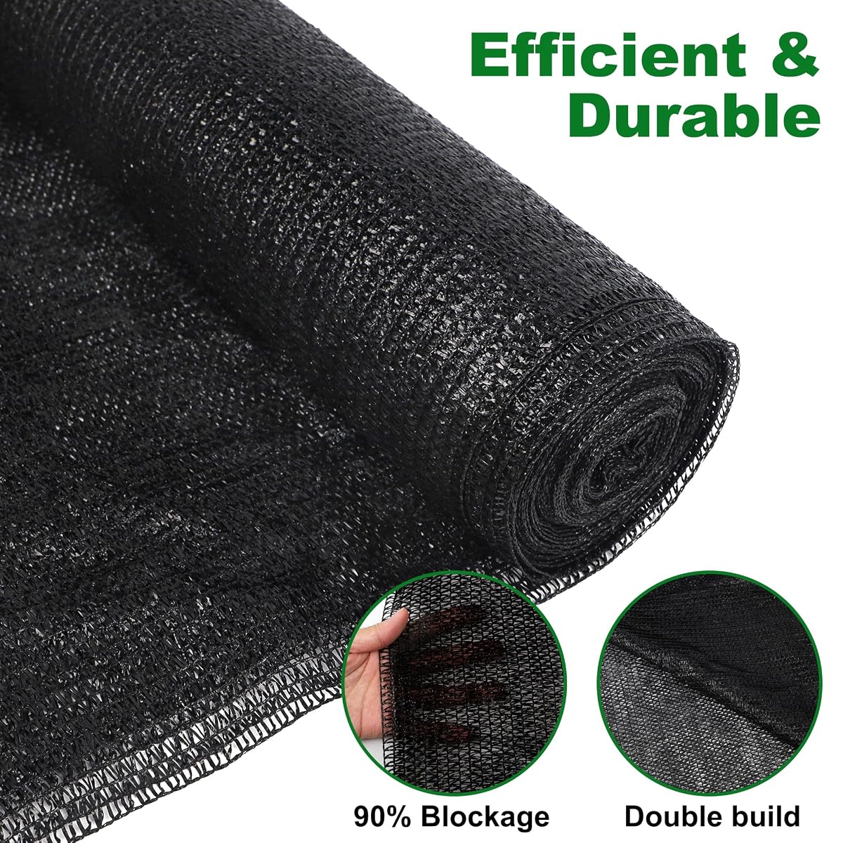 winemana 120x6 FT Outdoor Shade Cloth for Garden & Plants - 90% Large Black Mesh Tarp, UV Resistant Woven Shade Fabric for Greenhouse Farm Row Cover Vegetables Sun Protection Poultry Run - imagen de detalle 6