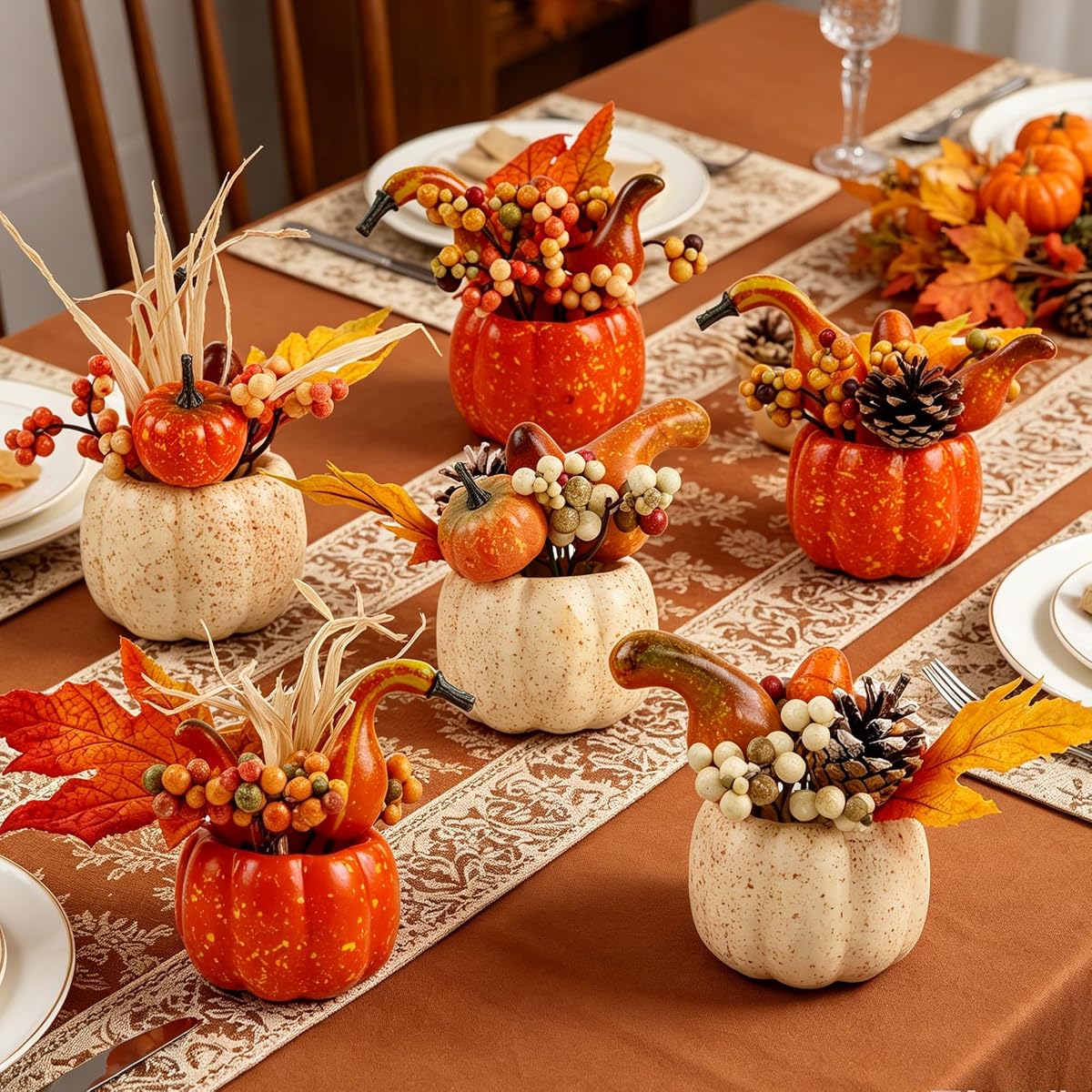 winemana Fall Decorations for Home, Set of 6 Artificial Pumpkin - imagem de detalhe 5