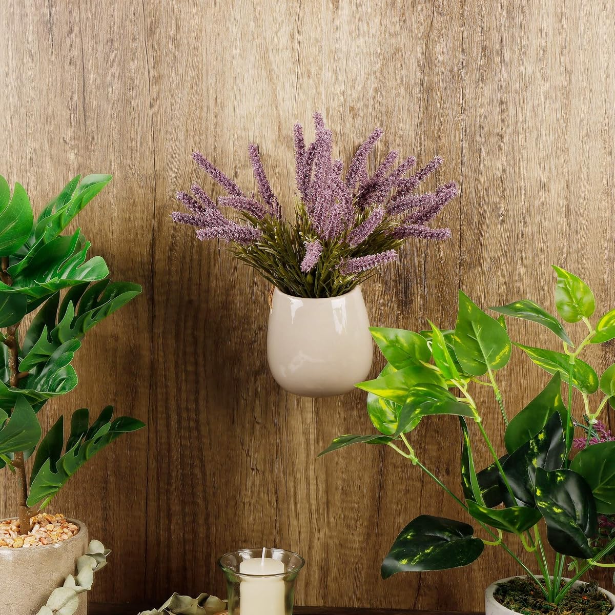 winemana Artificial Lavender Potted Plants with Rope, 9 X 3.7 X 3.7 in, Faux Flower Modern Farmhouse Decor, Easy to Hang, Durable for Home, Bathroom, Coffe Table, Lavender Room, Indoor Outdoor - imagen de detalle 5