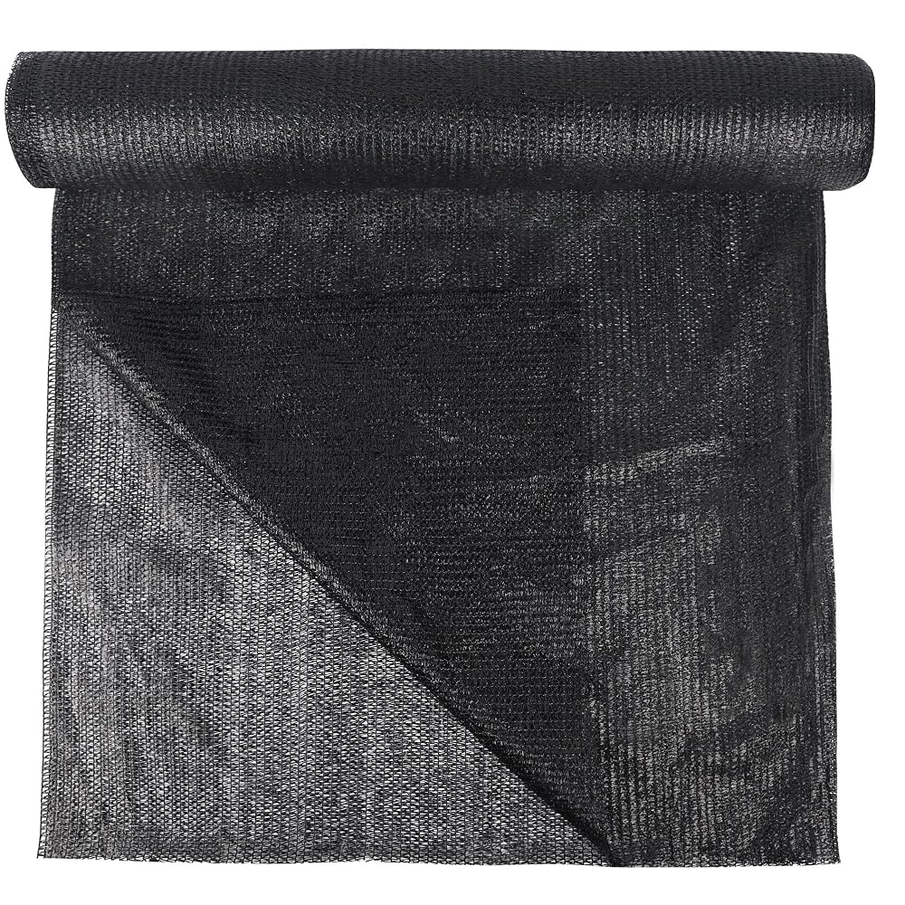 winemana 6x120 FT Outdoor Shade Cloth for Garden & Plants - 50% Large Black Mesh Tarp, UV Resistant Woven Shade Fabric for Greenhouse Farm Row Cover Vegetables Sun Protection Poultry Run