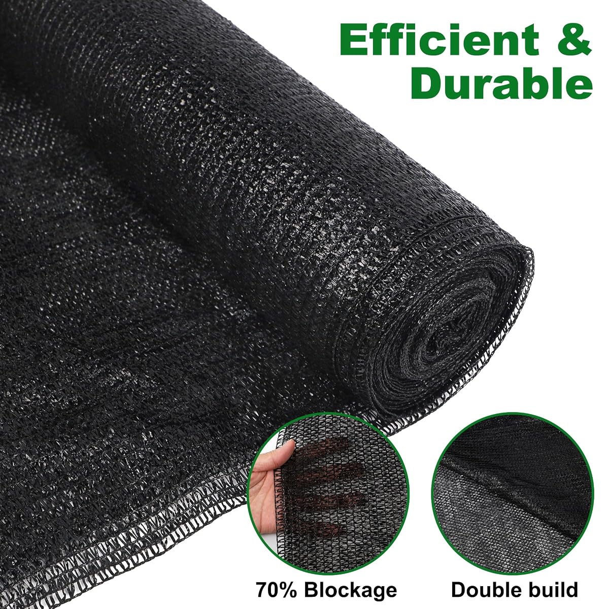 winemana 120x6 FT Outdoor Shade Cloth for Garden & Plants - 70% Large Black Mesh Tarp, UV Resistant Woven Shade Fabric for Greenhouse Farm Row Cover Vegetables Sun Protection Poultry Run - imagem de detalhe 6