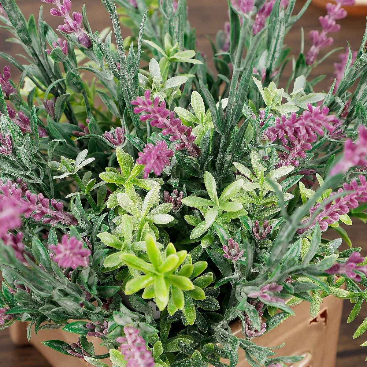winemana Artificial Lavender Plant in Pot, 10" x 4" x 4" Purple Faux Silk Floral Arrangements for Kitchen Office Weddings Rustic Home Décor Indoor Outdoor Centerpieces (Light Pink) - 细节图 3