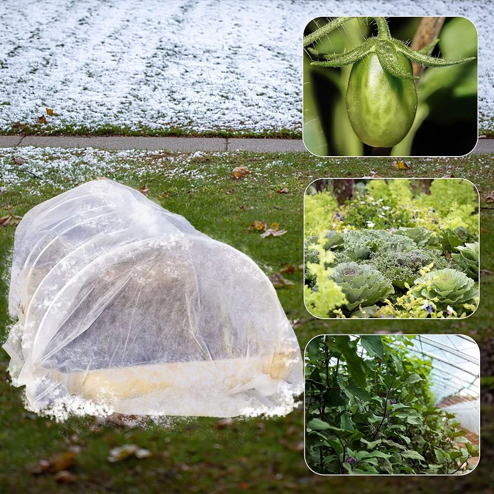 winemana Winter Plant Covers Freeze Protector, 0.9 oz 8 x 30 FT Reusable Frost Blanket Antifreeze Cover Plant Protective Layer for Winter Cold Weather Animals