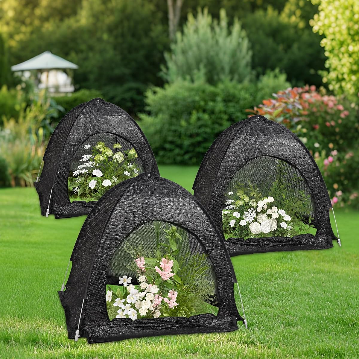 winemana 3 Pcs 70% Garden Plant Shade Tent, 33.5"x35.5"x31.5" UV Resistant Pop Up Sun Shade Netting, Protective Plants Cover for Outdoor Vegetable Fruit, Easy Setup Net to Keep Animals & Insects Out - detail image 6