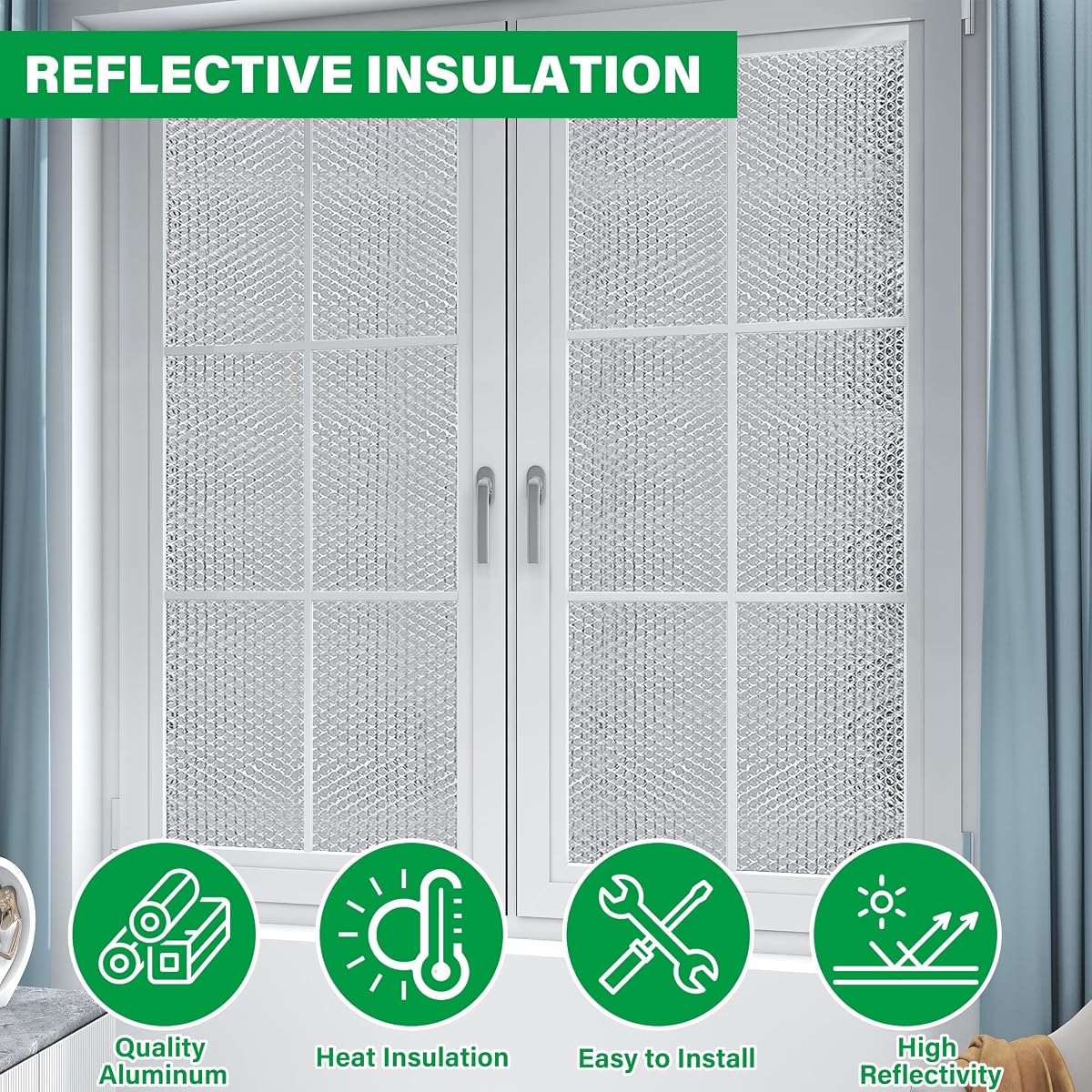 winemana 48IN x 10FT Window Insulation Roll, Reflective Window Heat Blocker - imagem de detalhe 6