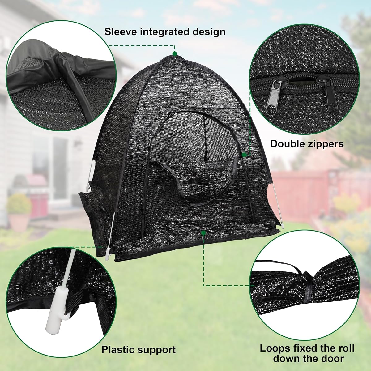 winemana 3 Pcs 70% Garden Plant Shade Tent, 33.5"x35.5"x31.5" UV Resistant Pop Up Sun Shade Netting, Protective Plants Cover for Outdoor Vegetable Fruit, Easy Setup Net to Keep Animals & Insects Out - detail image 4