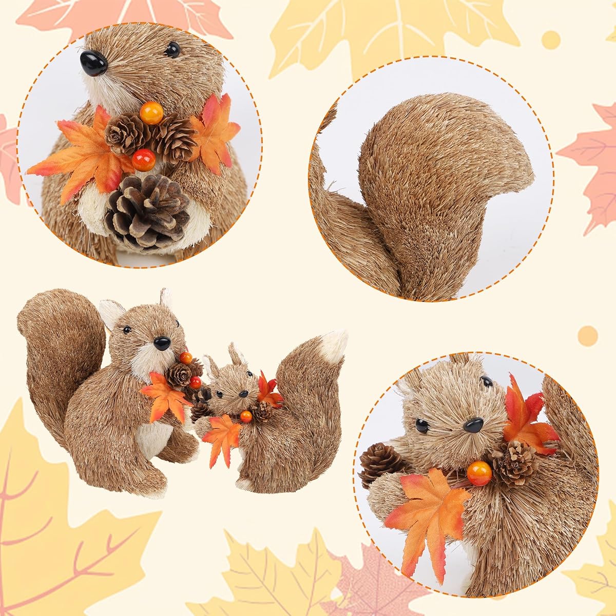 winemana Set of 2 Fall Decorations for Home Squirrels Table Decor - imagen de detalle 6