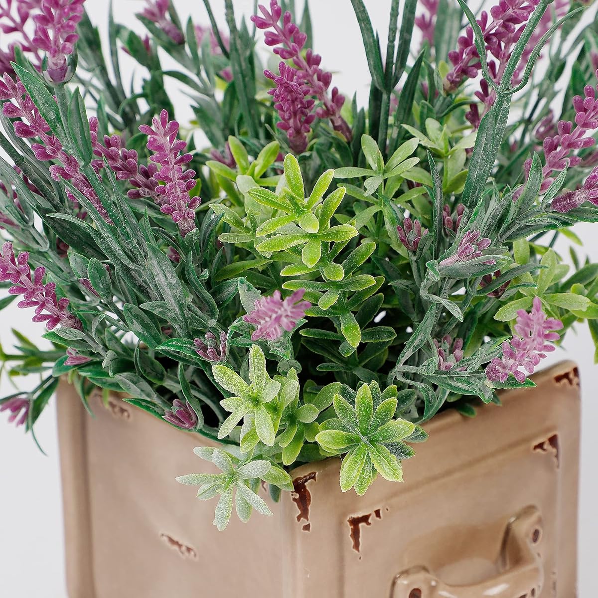 winemana Artificial Lavender Plant in Pot, 10" x 4" x 4" Purple Faux Silk Floral Arrangements for Kitchen Office Weddings Rustic Home Décor Indoor Outdoor Centerpieces (Light Pink) - 细节图 4