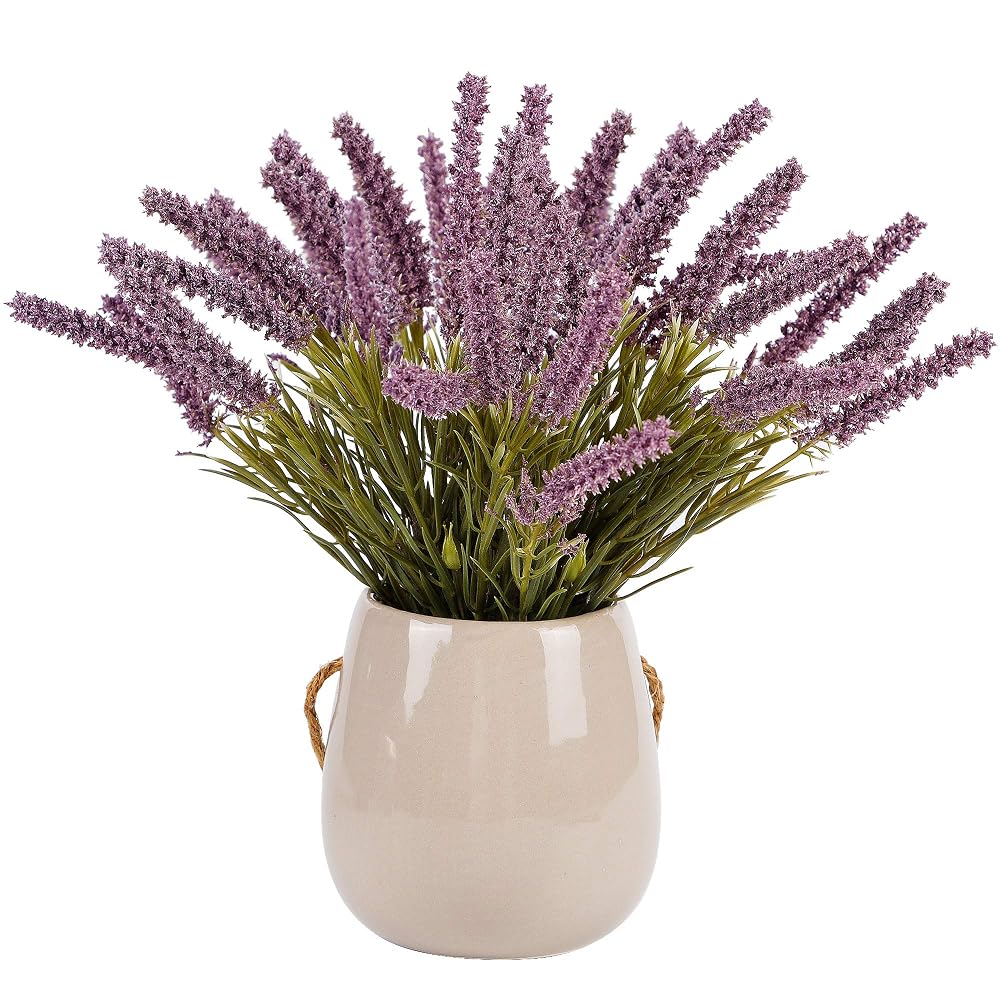 winemana Artificial Lavender Potted Plants with Rope, 9 X 3.7 X 3.7 in, Faux Flower Modern Farmhouse Decor, Easy to Hang, Durable for Home, Bathroom, Coffe Table, Lavender Room, Indoor Outdoor