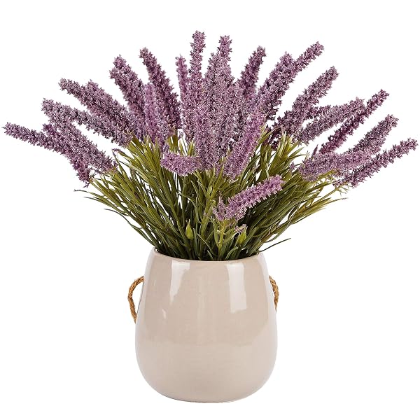 winemana Artificial Lavender Potted Plants with Rope, 9 X 3.7 X 3.7 in, Faux Flower Modern Farmhouse Decor, Easy to Hang, Durable for Home, Bathroom, Coffe Table, Lavender Room, Indoor Outdoor