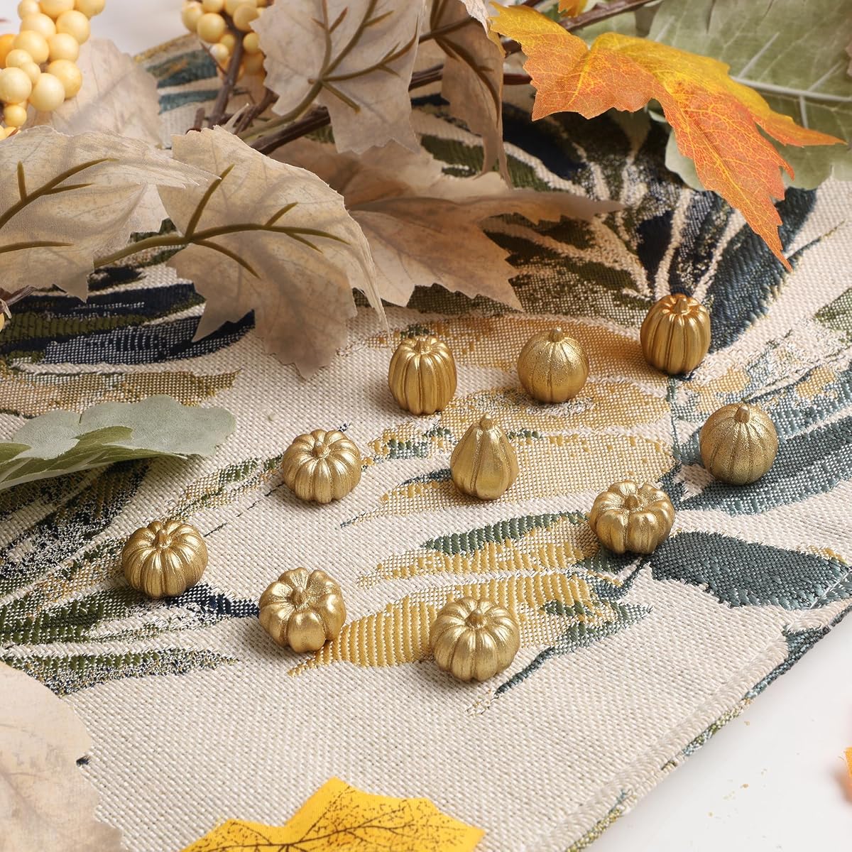 winemana 80Pcs Mini Pumpkins for Crafts, Fall Decorations for Home, Gold - imagem de detalhe 5