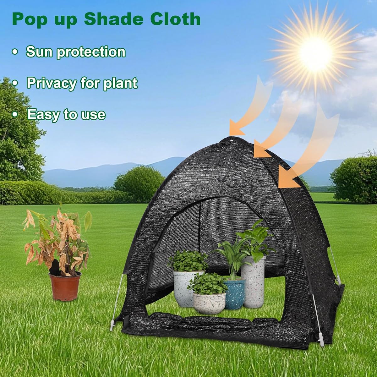 winemana 3 Pcs 70% Garden Plant Shade Tent, 33.5"x35.5"x31.5" UV Resistant Pop Up Sun Shade Netting, Protective Plants Cover for Outdoor Vegetable Fruit, Easy Setup Net to Keep Animals & Insects Out - detail image 1