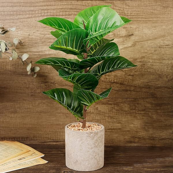 winemana Artificial Palm Plants 17" Large Faux Turtle Leaf in Pots, Fake Tropical Monstera Imitation Greenery for Home Kitchen Party Flowers Arrangement Indoor Decorations