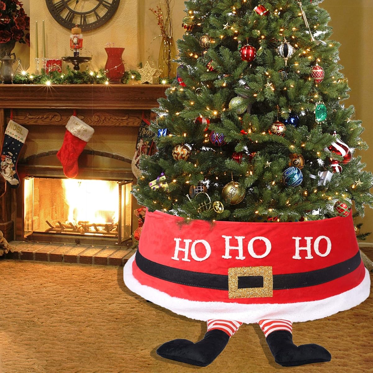 DR.DUDU Christmas Tree Ring with Santa Claus Pattern, Christmas Tree Collar,Top 24 Inches Diameter Bottom 30 Inches Diameter Christmas Tree Decoration for for Home Decoration in Winter and New Year - imagem de detalhe 6