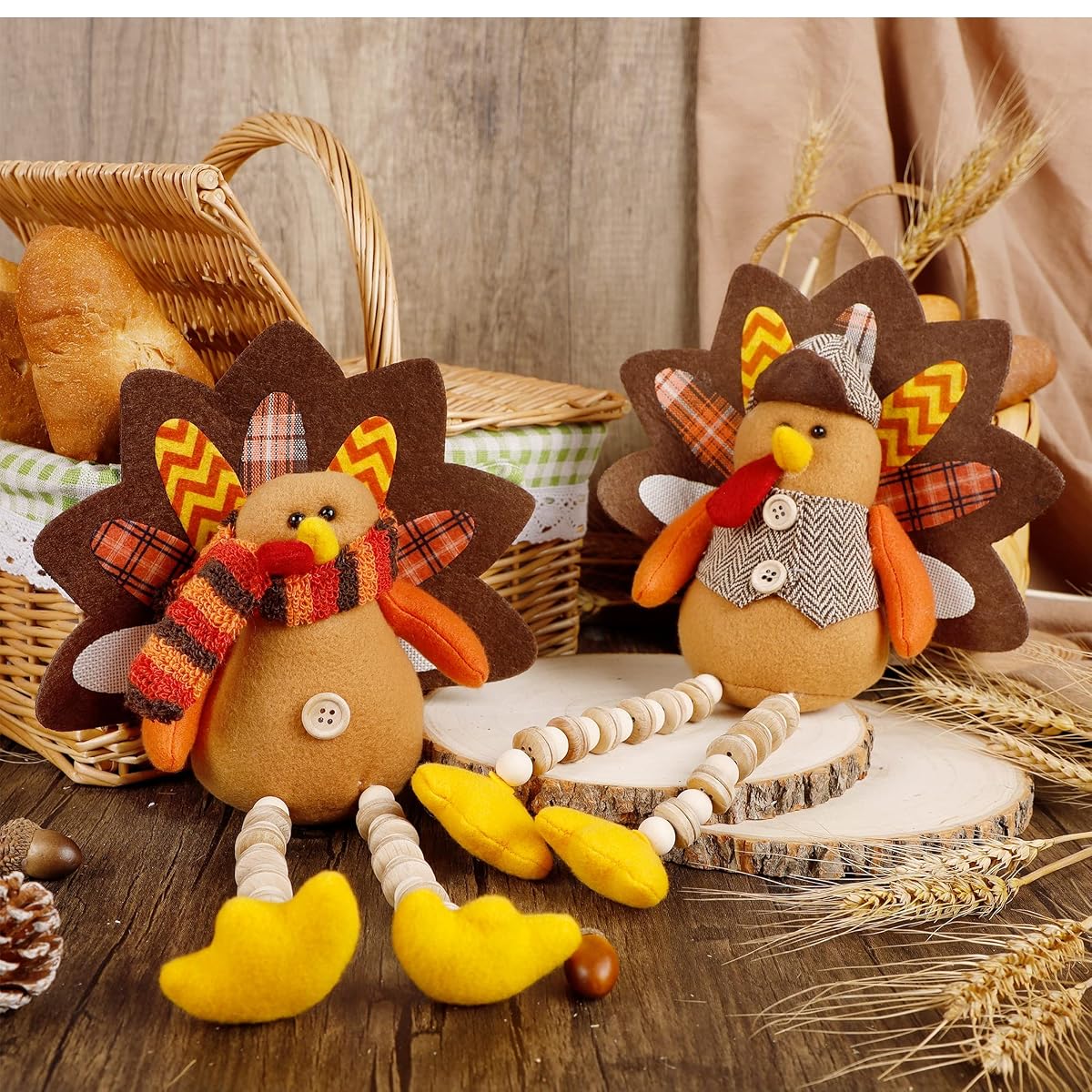 winemana 2 Pack Thanksgiving Decorations Stuffed Turkeys - imagen de detalle 6