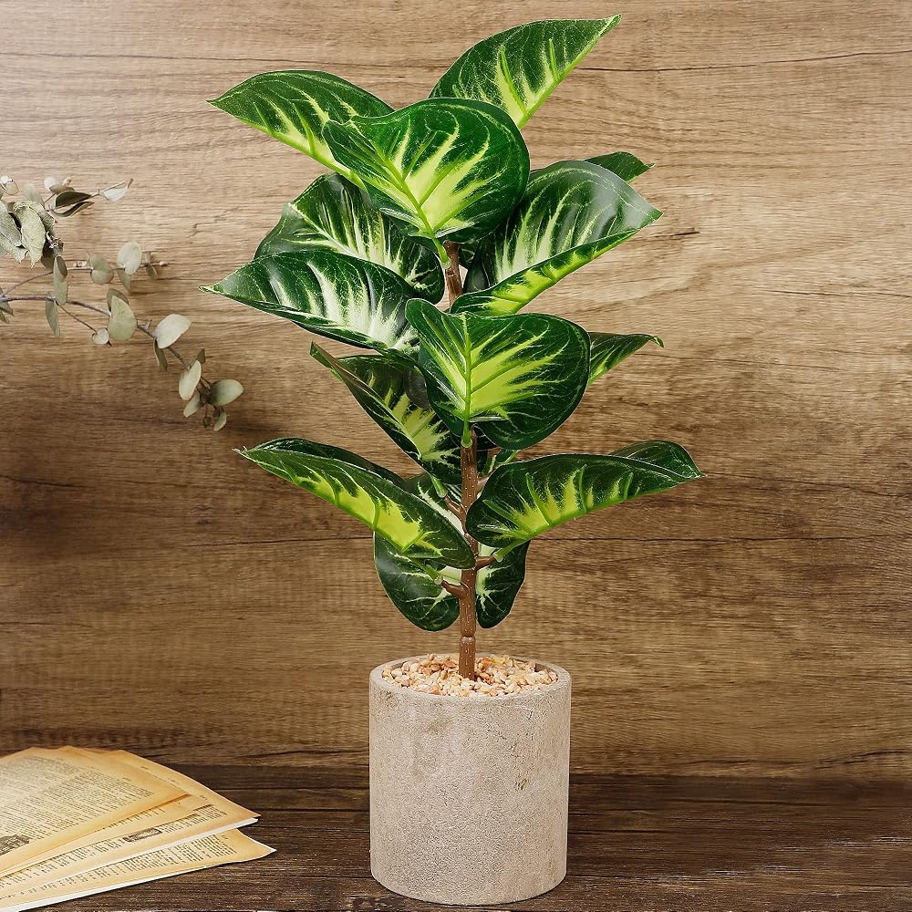 winemana Artificial Palm Plants 17" Large Faux Turtle Leaf in Pots, Fake Tropical Monstera Imitation Greenery for Home Kitchen Party Flowers Arrangement Indoor Decorations